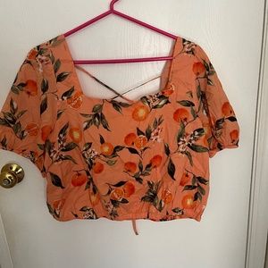 Apricot crisscross crop top
